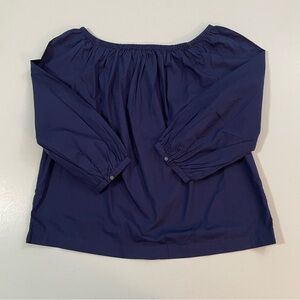 Gap Navy Blue Off The Shoulder Button Back Poplin Blouse‎ Top 577676-00-1 Small